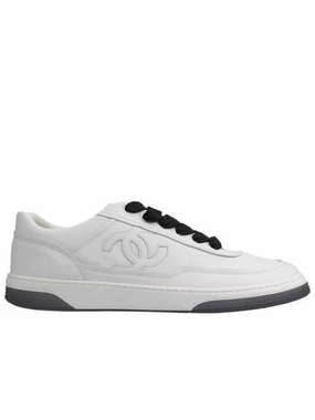 Sneakers For Heel Spurs CC Logo Calfskin Low Top Sneakers White Chanel