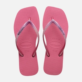 Nude Slides HAVAIANAS SLIM SQUARE GLITTER - VELVET ROSE