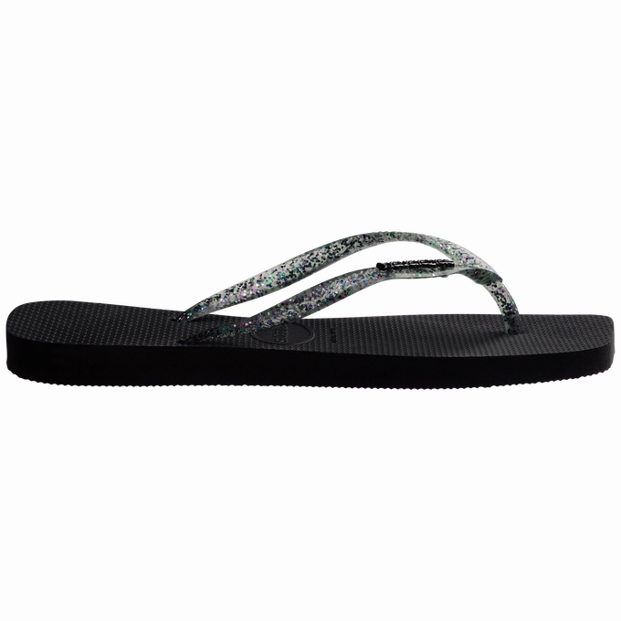 Sams Club Slippers HAVAIANAS SLIM SQUARE LOGO METALLIC  - BLACK