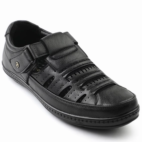 Healers Black Casual Sandal For Men ERL-19 By Liberty Iridescent Sandals