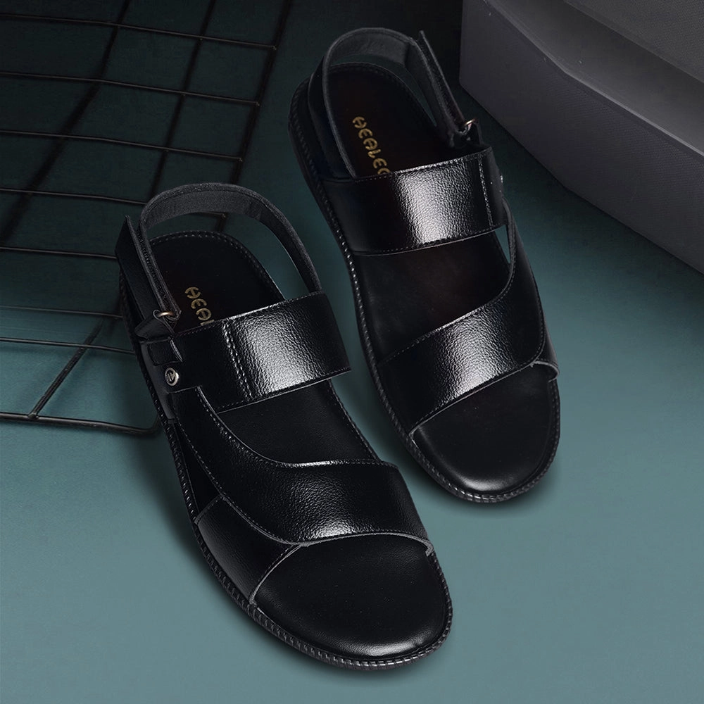 Healers Black Casual Sandal For Men VCL-103 By Liberty Work Sandals