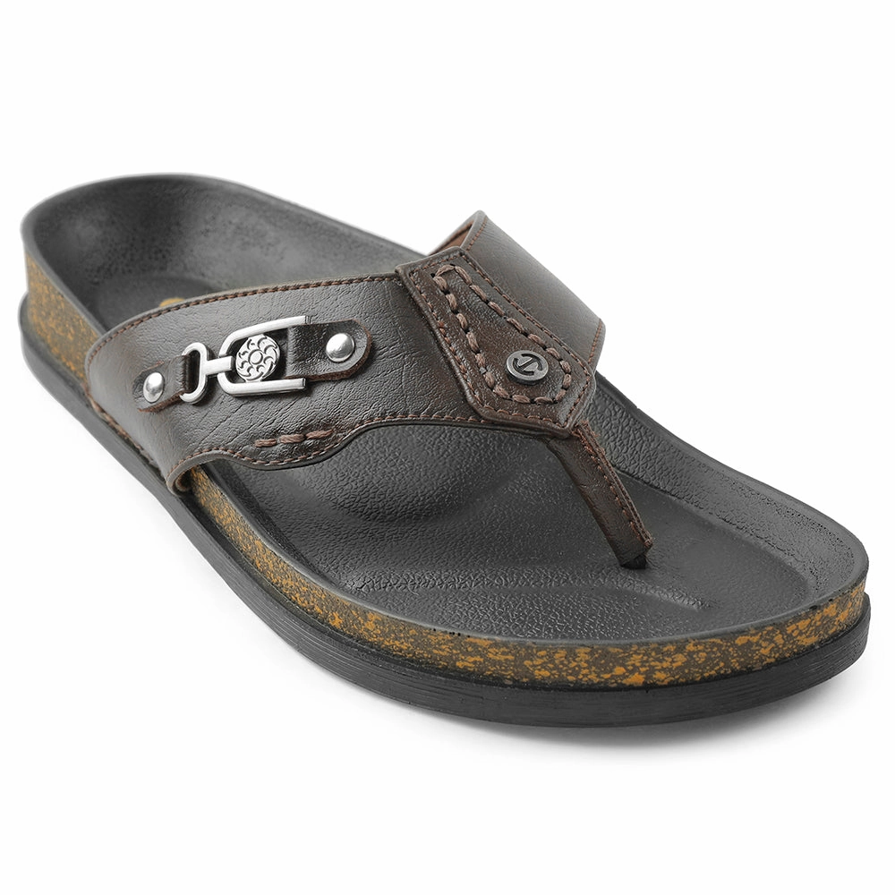 Healers Brown Casual Slipper For Men CSS-28E By Liberty Goga Mat Slippers