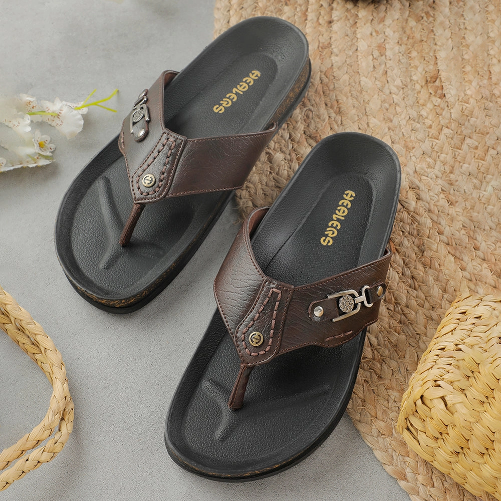 Best Indoor Outdoor Slippers Healers Brown Casual Slipper For Men CSS-28E By Liberty