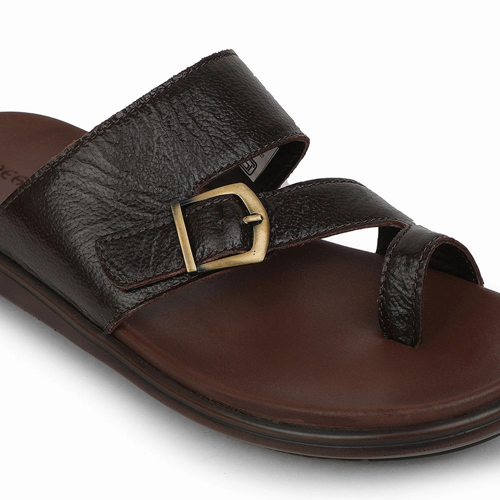 Healers Brown Casual Toe Ring Slipper For Men MDL-10E By Liberty Kenneth Cole Sandals