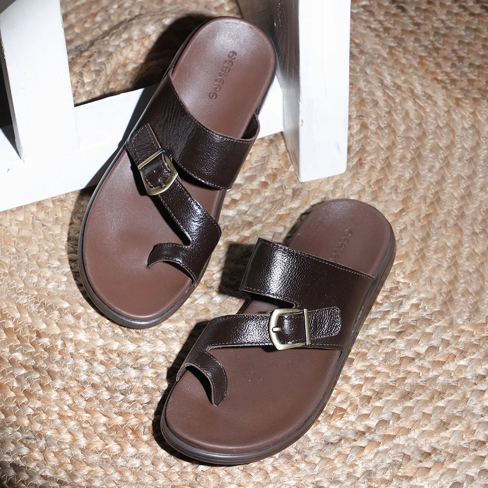 Healers Brown Casual Toe Ring Slipper For Men MDL-10E By Liberty Yves Sandals