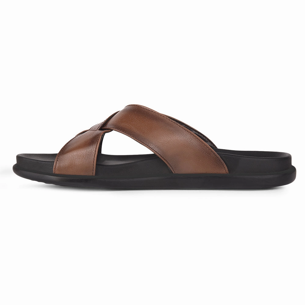 Shark Slides Healers Casual Tan Slippers For Men LEEKS-2 By Liberty