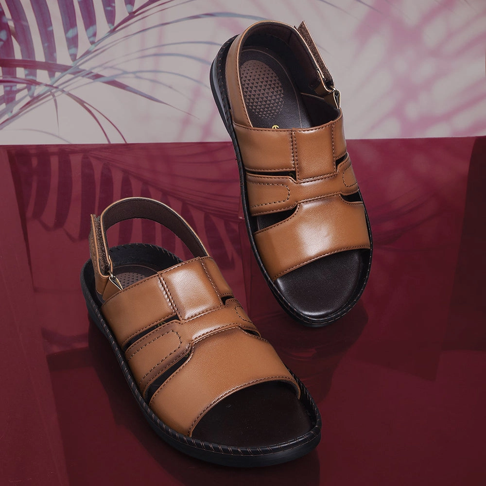 Healers Tan Casual Sandal For Men STARC-1E By Liberty Sandals Club Level