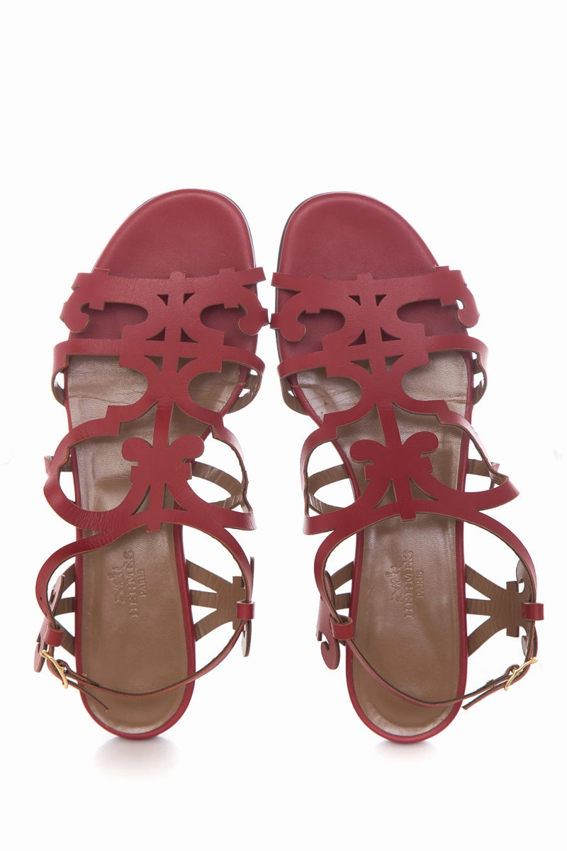 Herms Red Karlotta Sandals SZ 37.5 Sincerely Jules Sandals