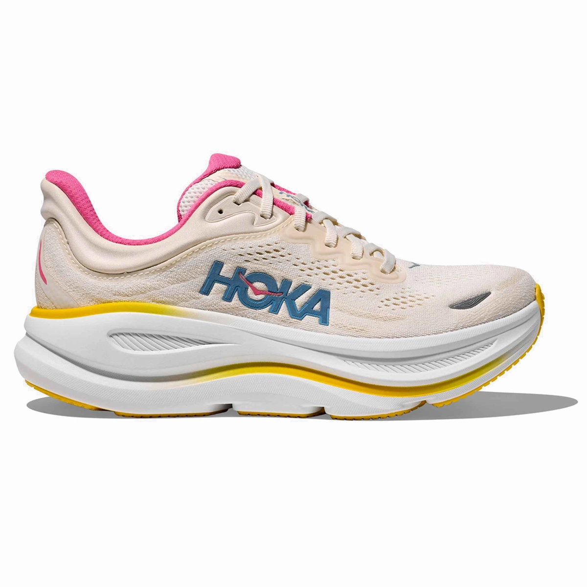 Clean White Shoes Hoka Bondi 9 Running Shoes - Womens - Alabaster/Birch