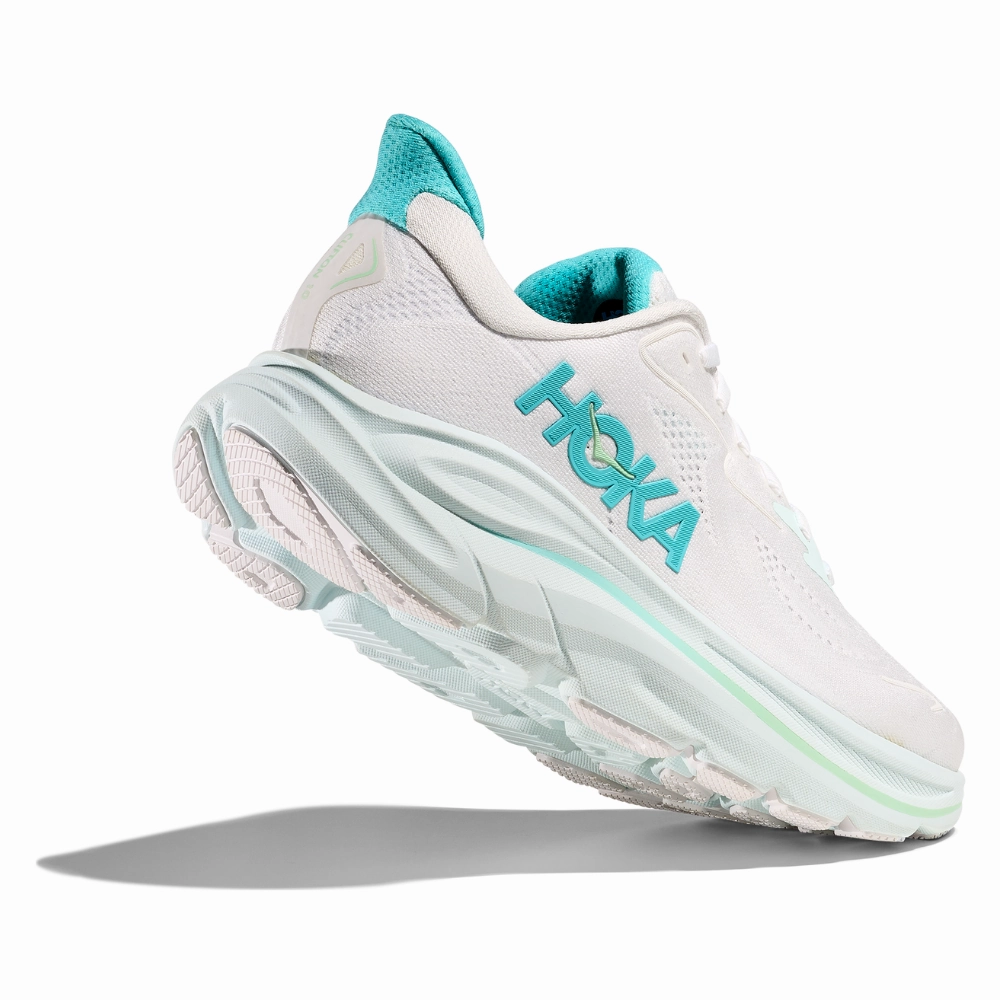 Shoes White Hoka Clifton 10 White/Cielo Blue Running Shoe (Women's)