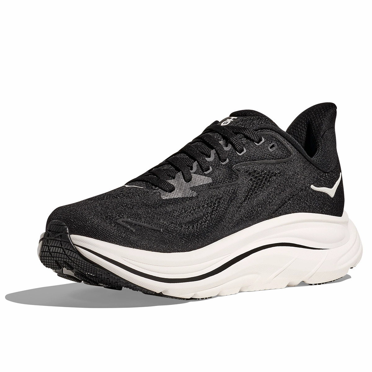 Hoka Clifton 10 Wide Fit Running Shoes - Womens - Black/White Work Shoes