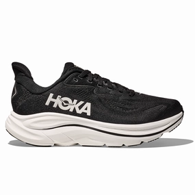Hoka Clifton 10 Wide Fit Running Shoes - Womens - Black/White Shoes Ireland