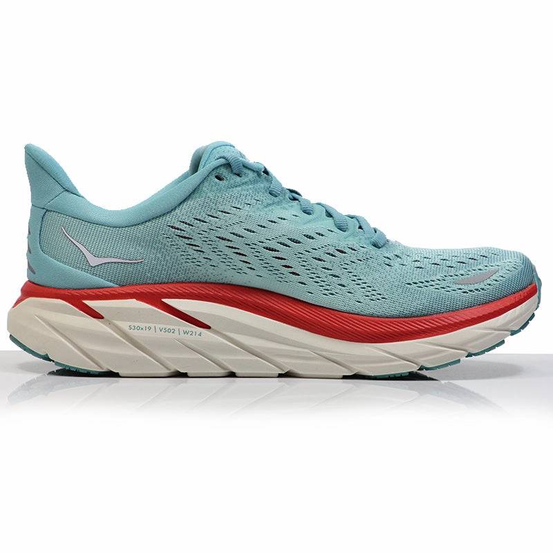 6mm Drop Running Shoes Hoka One One Clifton 8 Women's Running Shoe - Aquarelle/Eggshell Blue