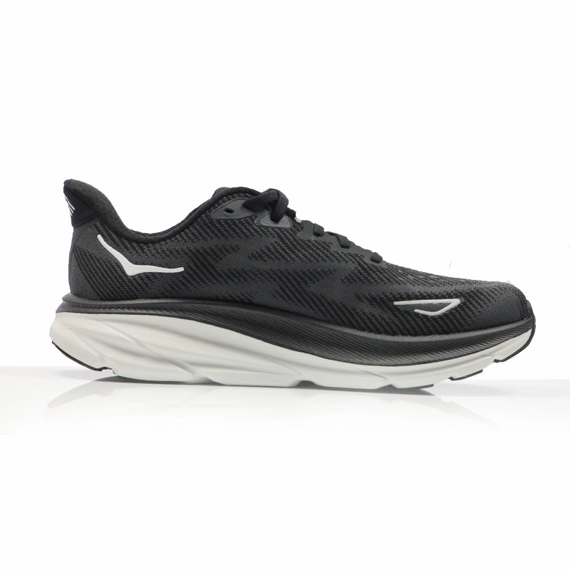 Hoka One One Clifton 9 Women's Running Shoe - Black/White Lifestyle