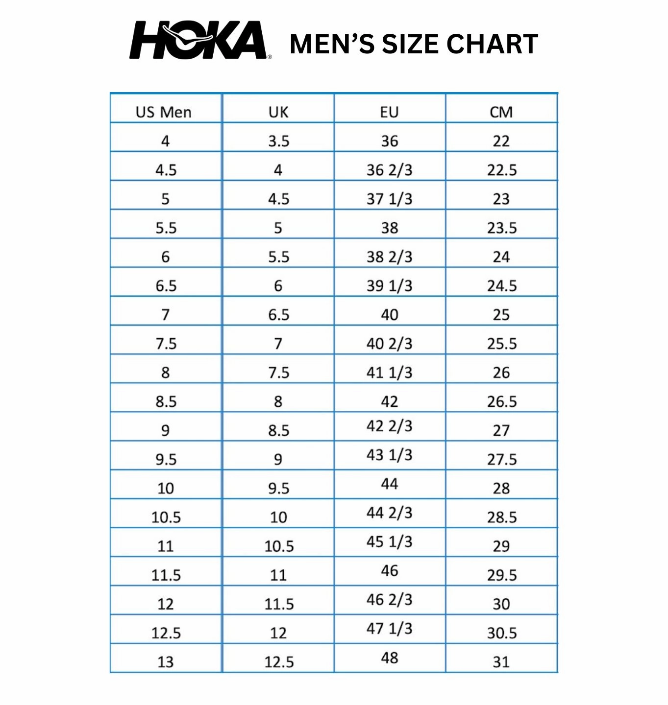 Fit Guide hoka Skyflow Men's Running Shoes