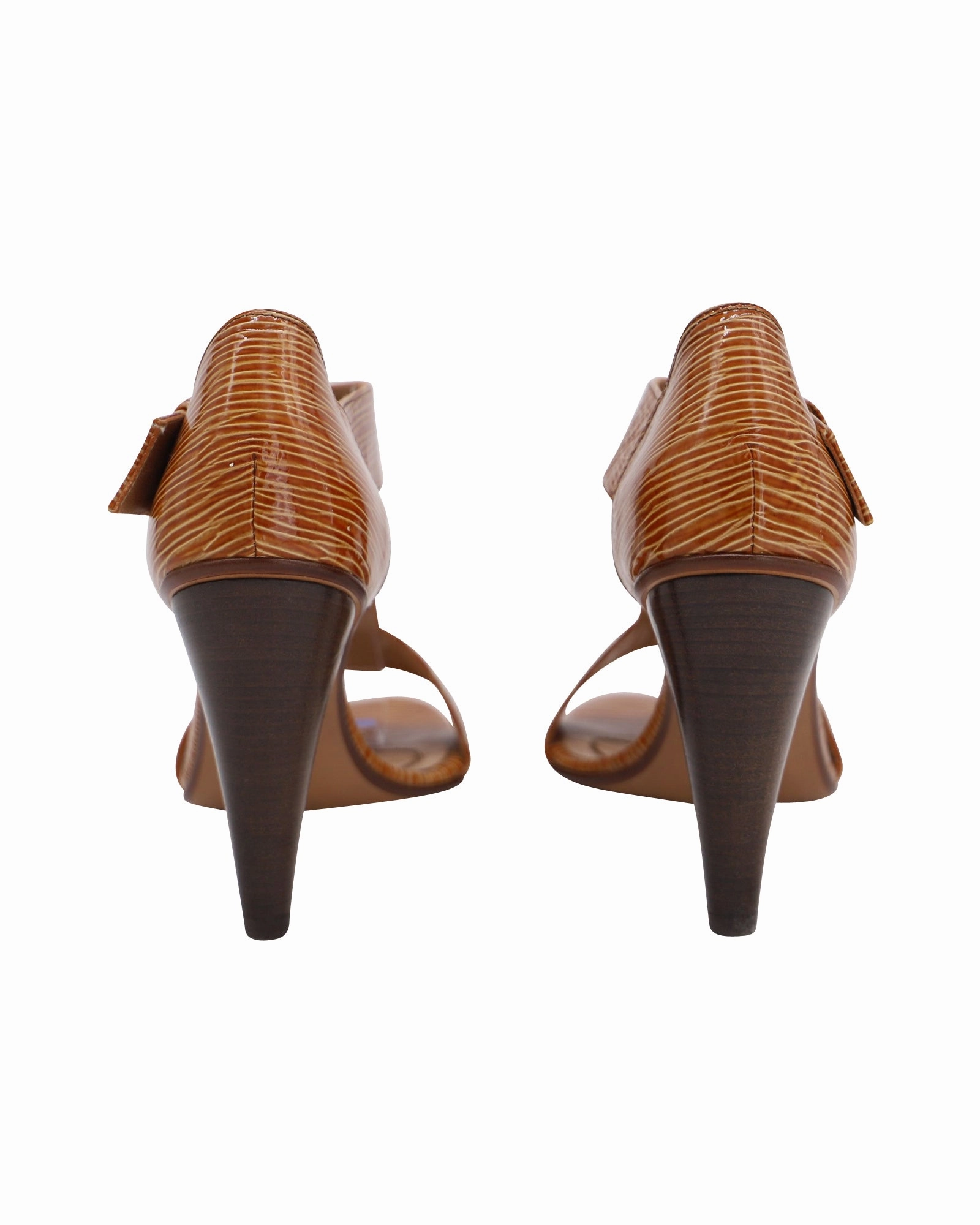 Sandals Prada Hugo Boss Embossed T-Strap Sandals in Brown Leather