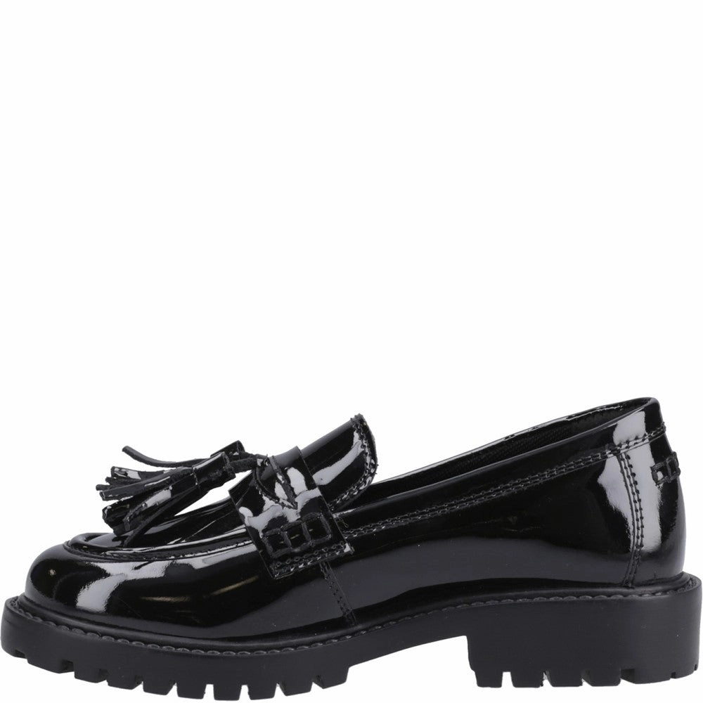 Glitter Loafers Hush Puppies Abigail Patent XL Senior School Shoes