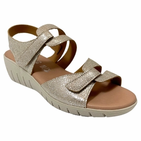 Valeria's Savanah Canvas Beige Soft Leather Sandal (Women's) Rhinestone Flat Sandals