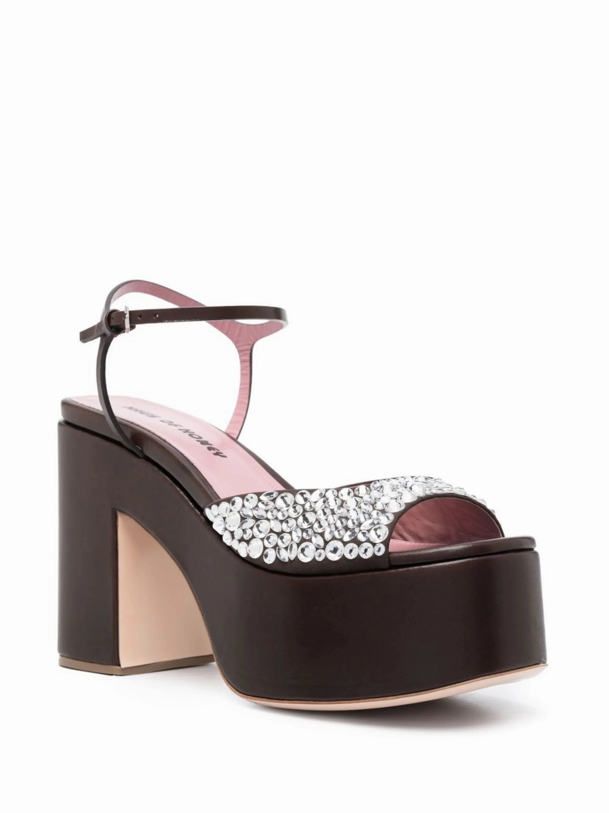 Heeled Sandals Low Heel crystal-embellished platform sandals