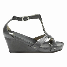 PALLADIUM Womens Black Leather Wedge Sandals UK 4 Stylish Comfortable Summer Sandals Jamaica Montego Bay