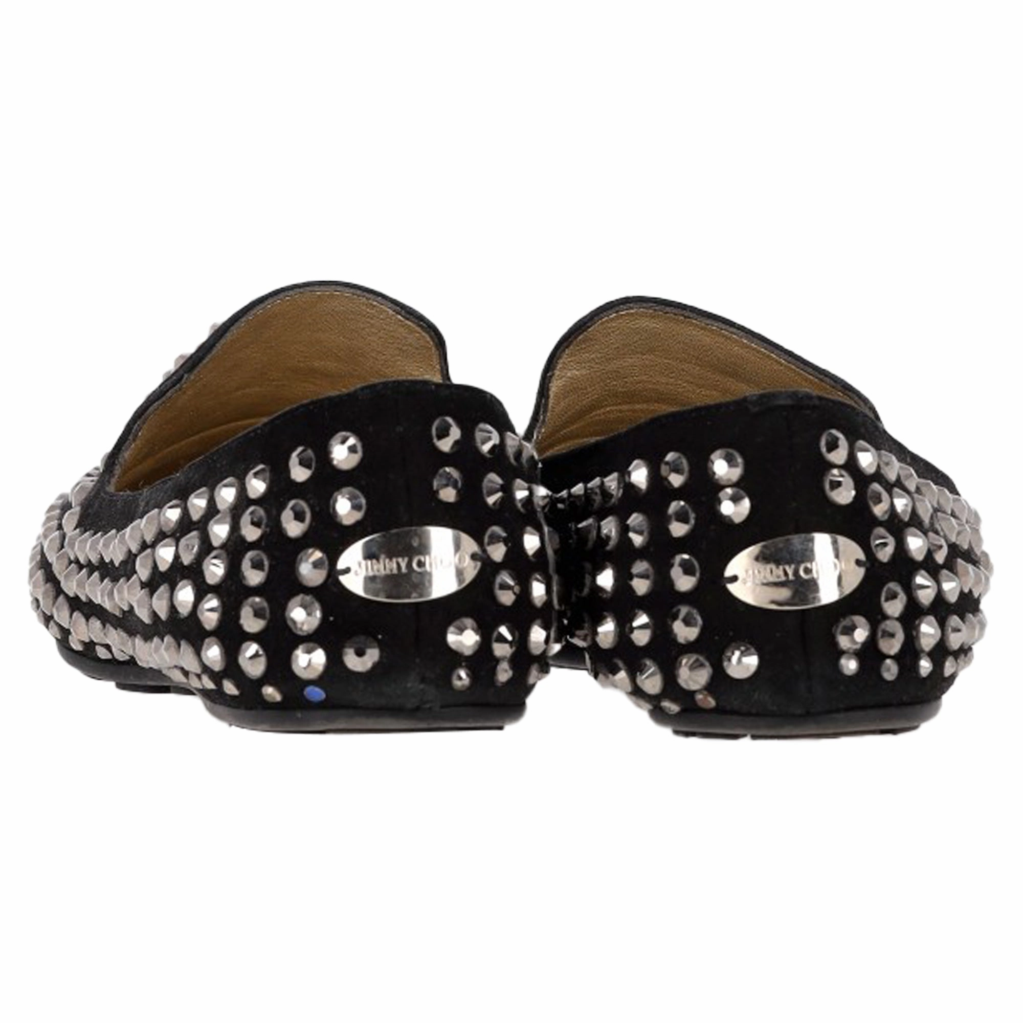 Jimmy Choo Studded Smoking Slippers in Black Suede Memory Foam House Slippers