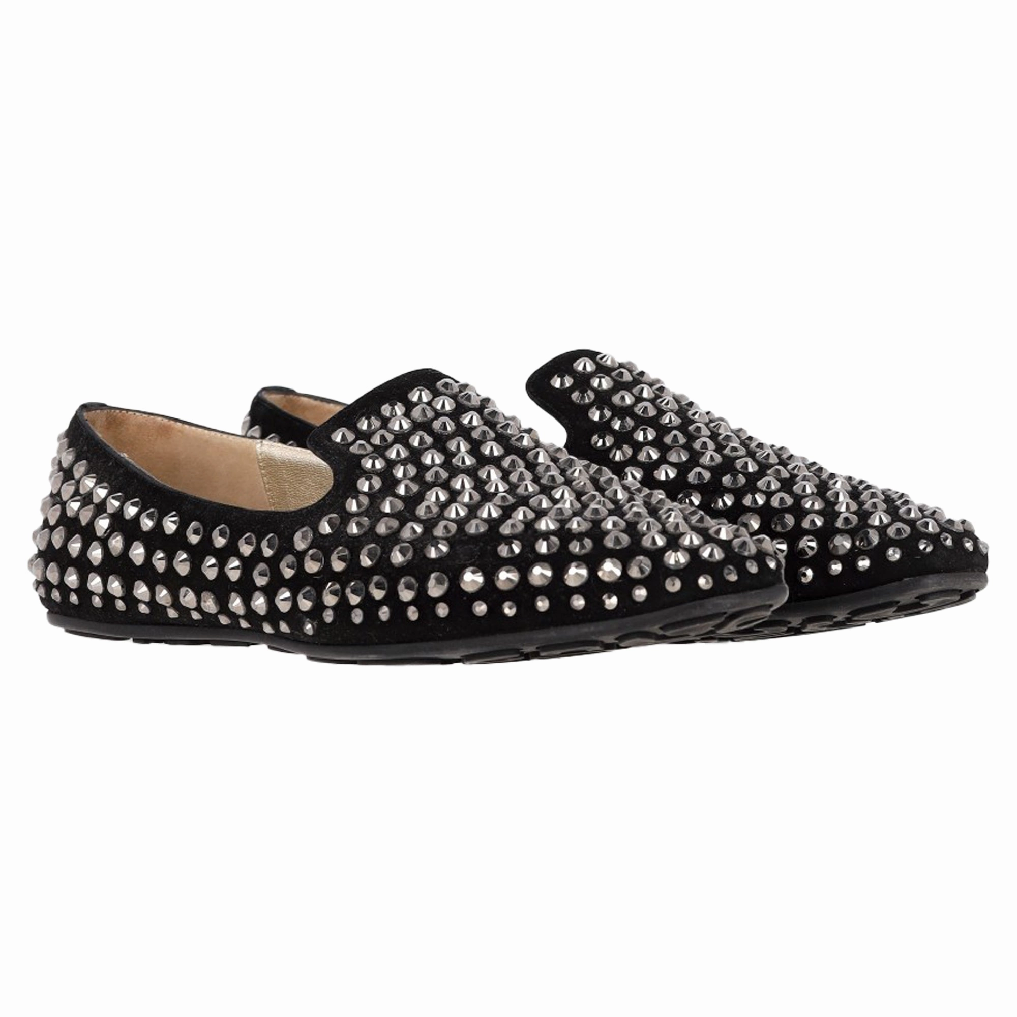 Jimmy Choo Studded Smoking Slippers in Black Suede N-a-p Brookstone Slippers