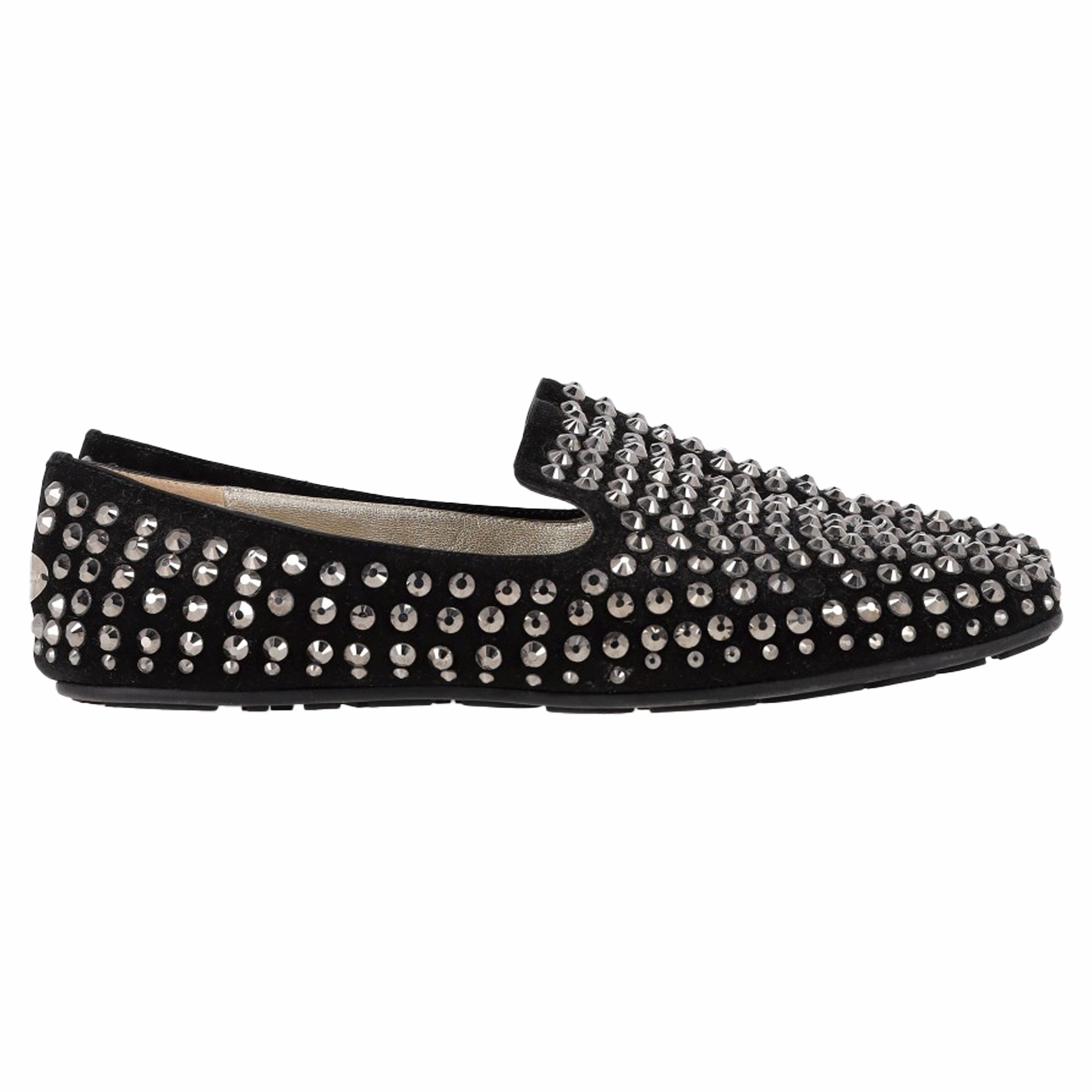 Jimmy Choo Studded Smoking Slippers in Black Suede Gramicci Slippers