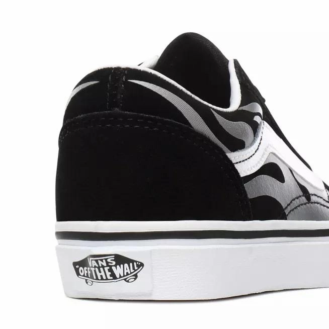 Vans scarpa sneakers da ragazzi in tela e camoscio con fiamme grigie  Old Skool VN0A4UHZWKJ1 nero-bianco Slip On Knit Sneakers