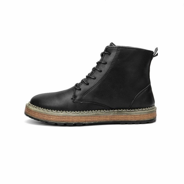 Linktree Strike Boots Vintage Sapato Men's Ankle Boots Spring Autumn Martin Boot Leather Shoes Men British Style Casual Fashion High Top Chukka Boot