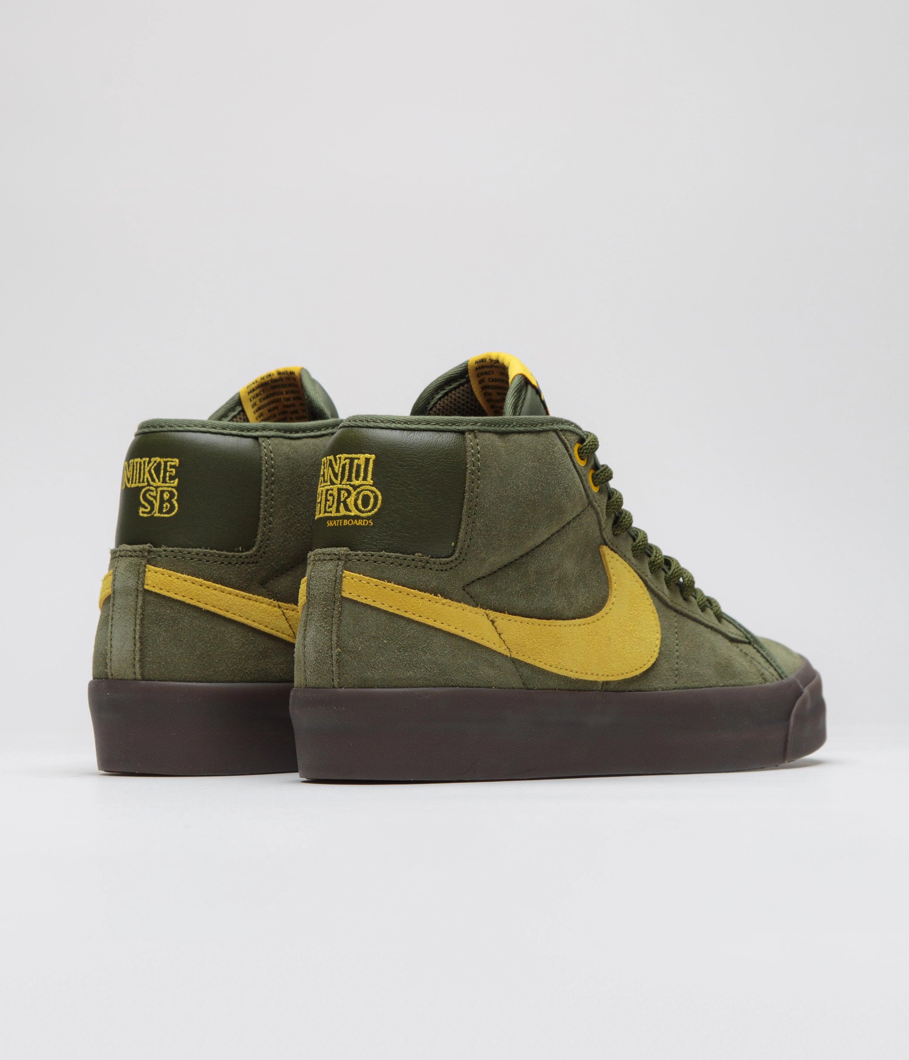Nike SB x Antihero Blazer Mid Shoes - Rough Green / Amarillo - Rough Green Nike Shoes With Gold Swoosh