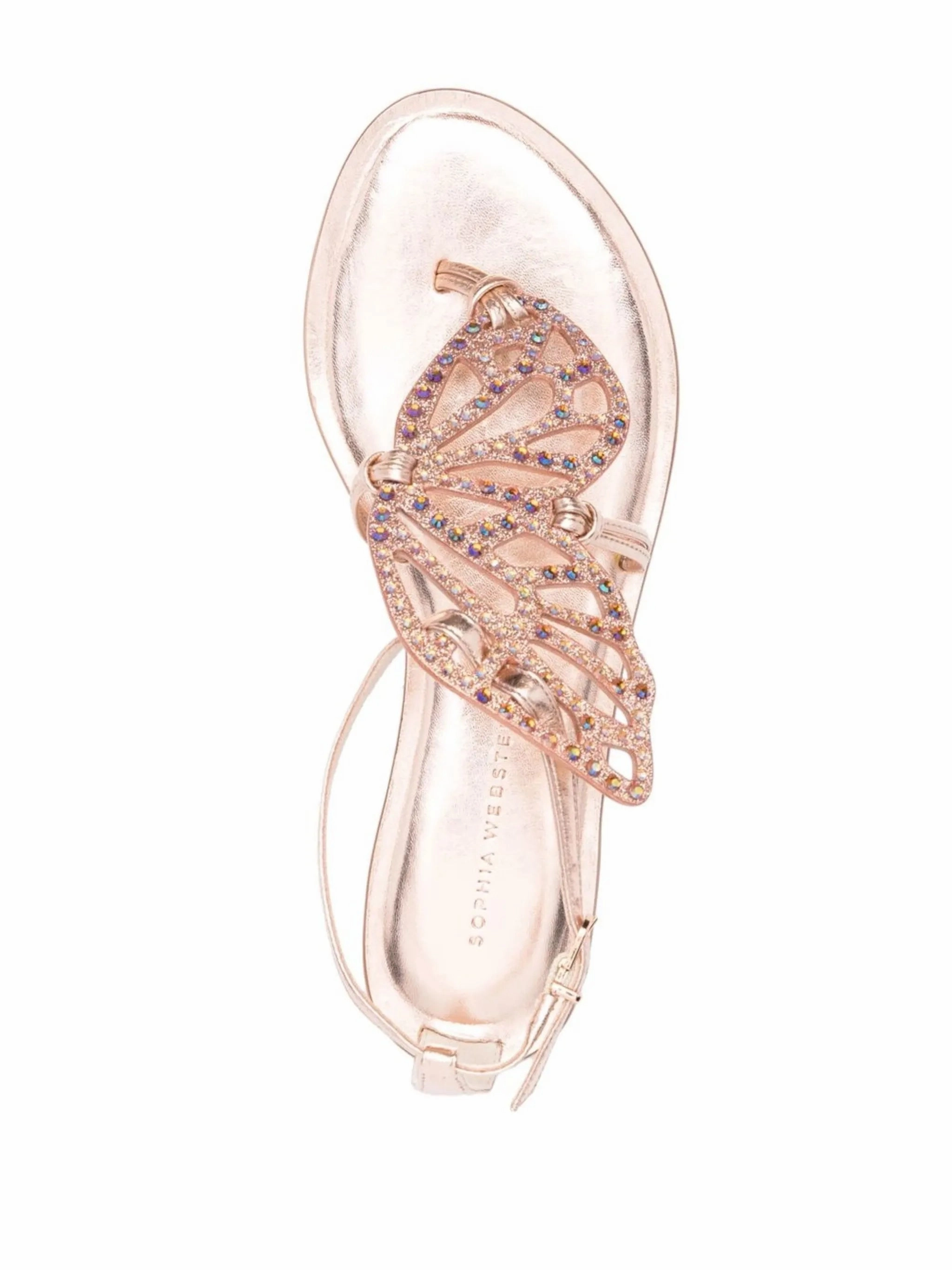 Ballet Flat Walking Shoes Butterfly crystal-embellished sandals