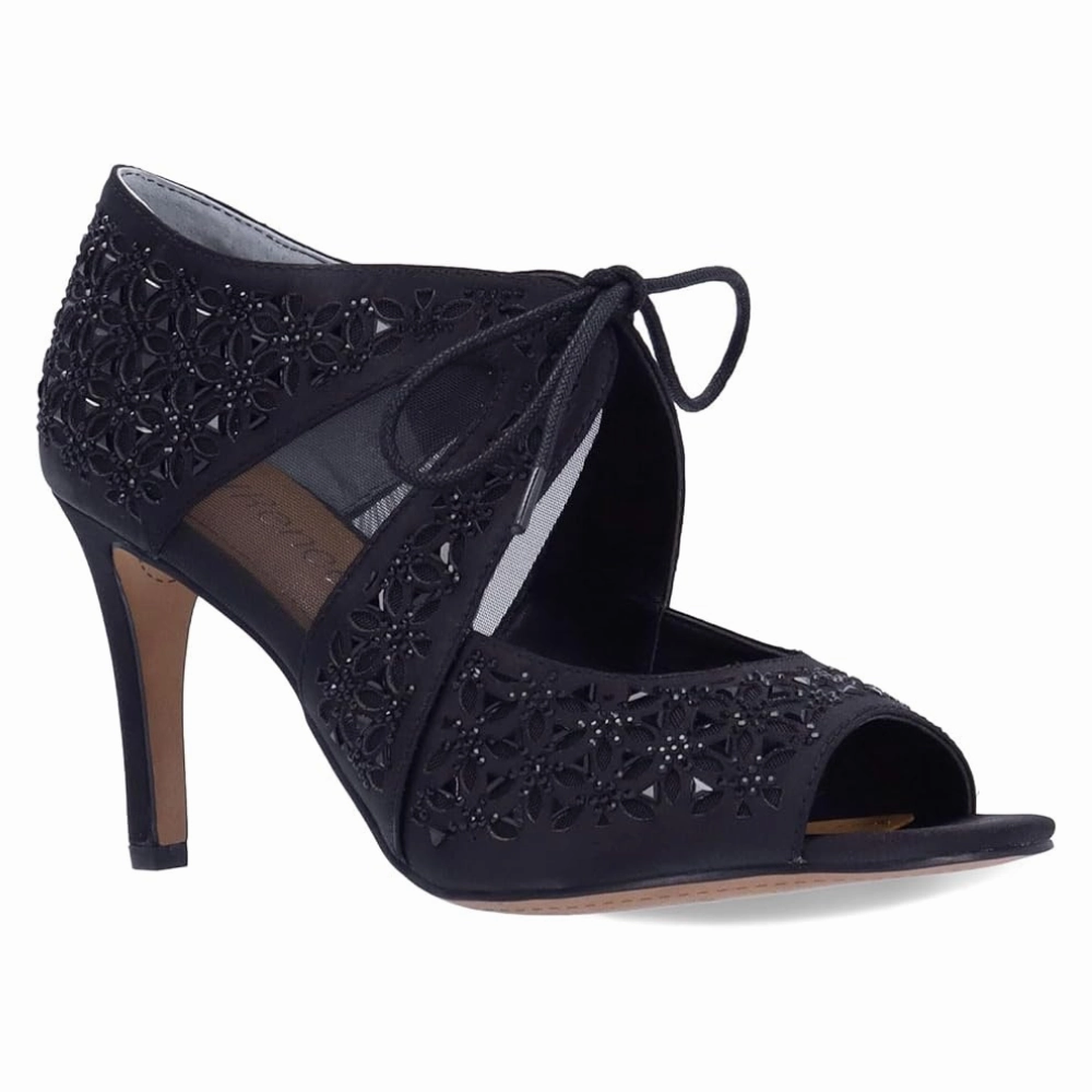 J.Renee Kiandra Black Satin Heels (Women's) Dress Shoes Online