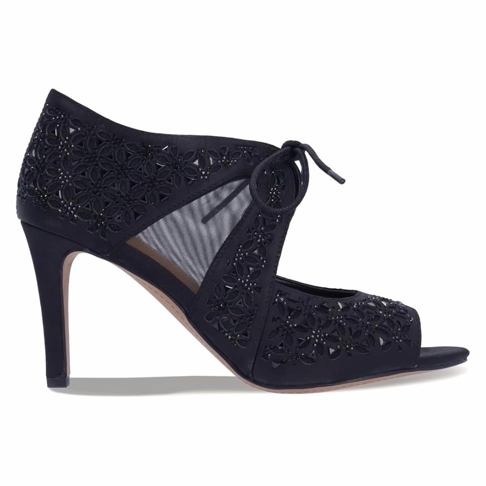 Popular Casual Dress Shoes J.Renee Kiandra Black Satin Heels (Women's)