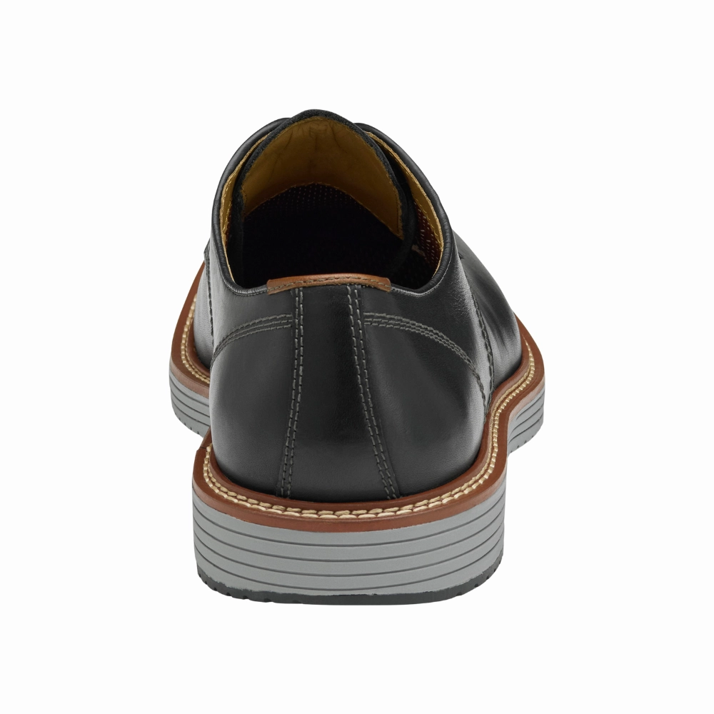 Mems Dress Shoes Johnston & Murphy Upton Plain Toe Black Leather Shoe (Men's)
