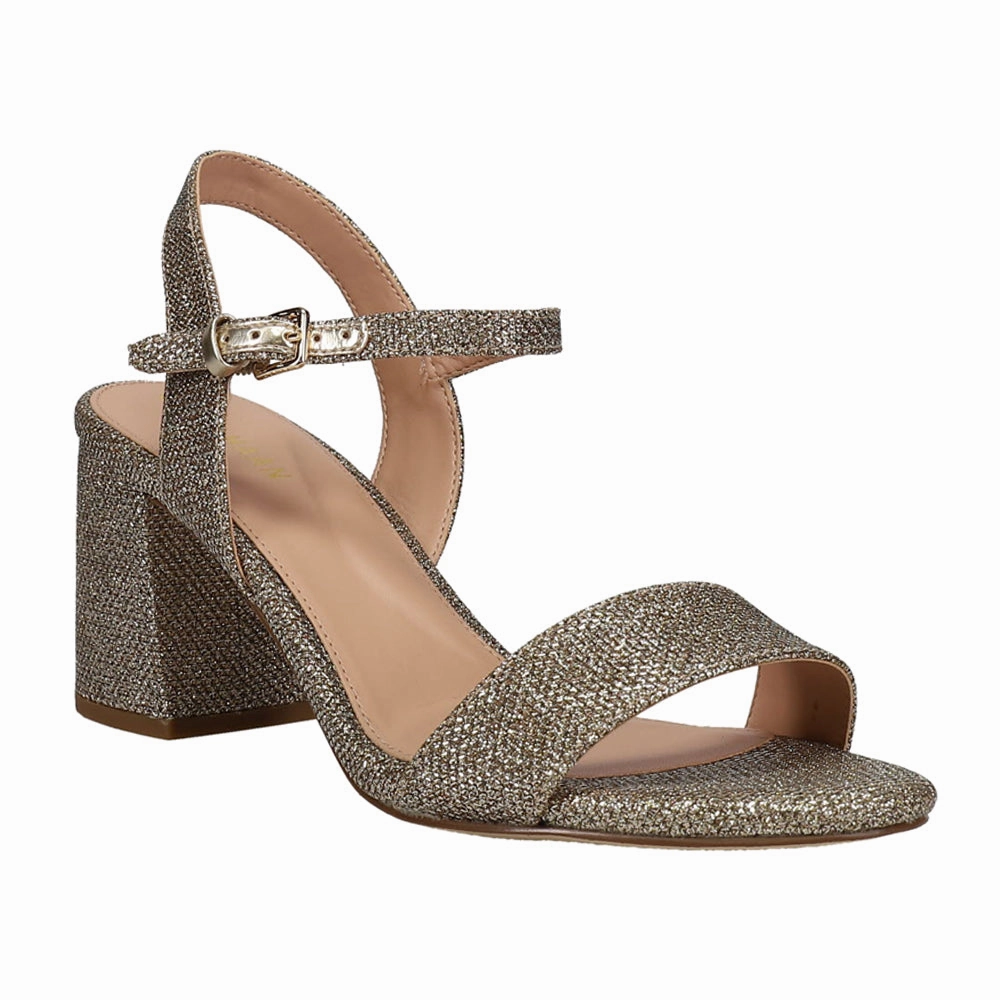 Josie Glitter Block Heel Sling Black Sandals Ufo Sandals