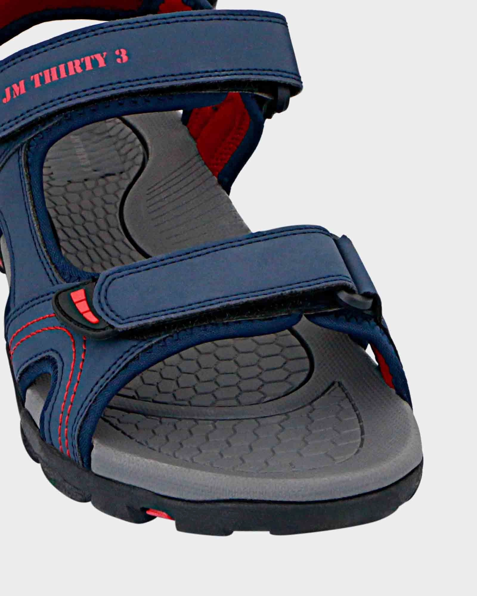 Ollie Navy/Red Open Toe Wedge Sandals