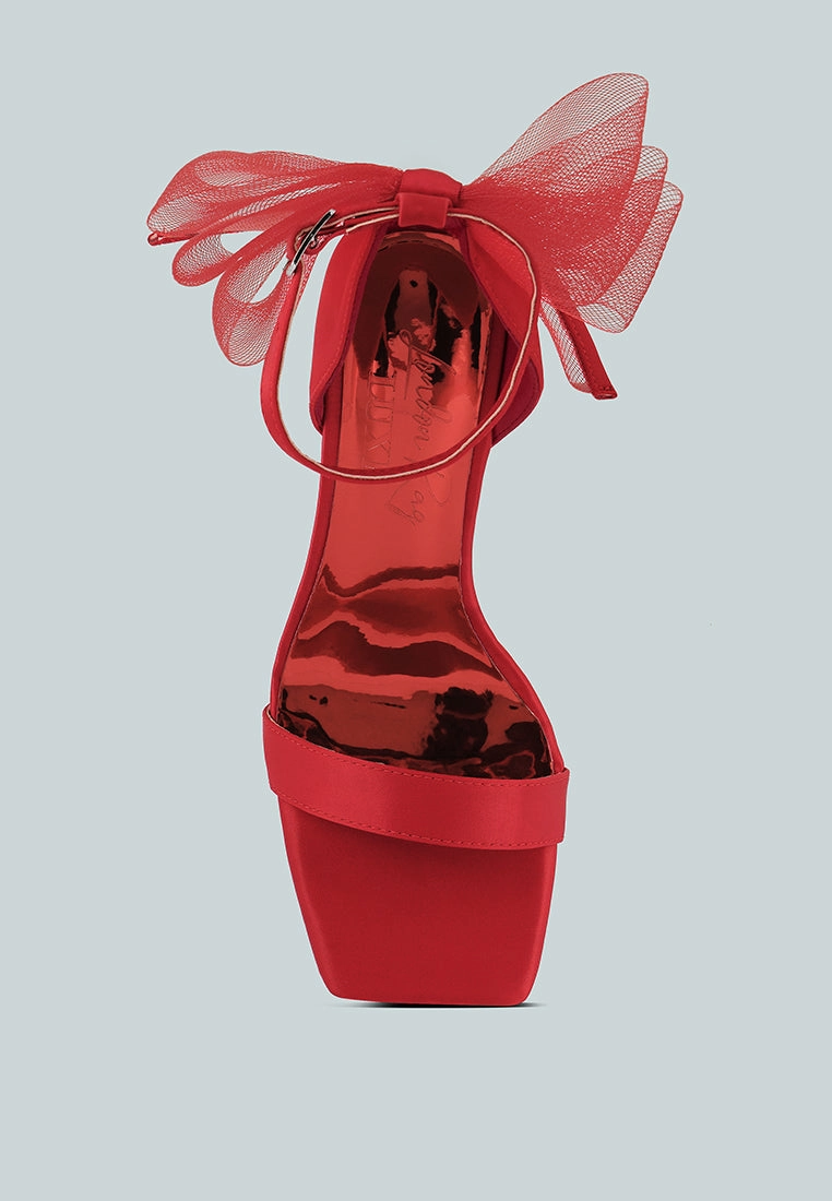 Sandals Hotel Cancun kiri satin clear high heeled bow sandals