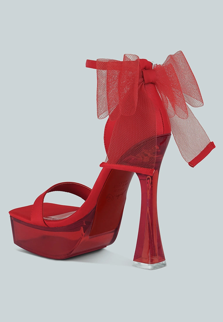 A New Day Sandals kiri satin clear high heeled bow sandals