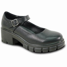 KOZI Women Comfort Dress Shoe OY3303 Platform Chunky Heel Pump Mary Jane Black with Removable Insole Wide Black Dress Shoes