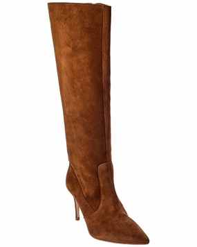 L'AGENCE Lena Knee High Suede Boot Fishnet Boots