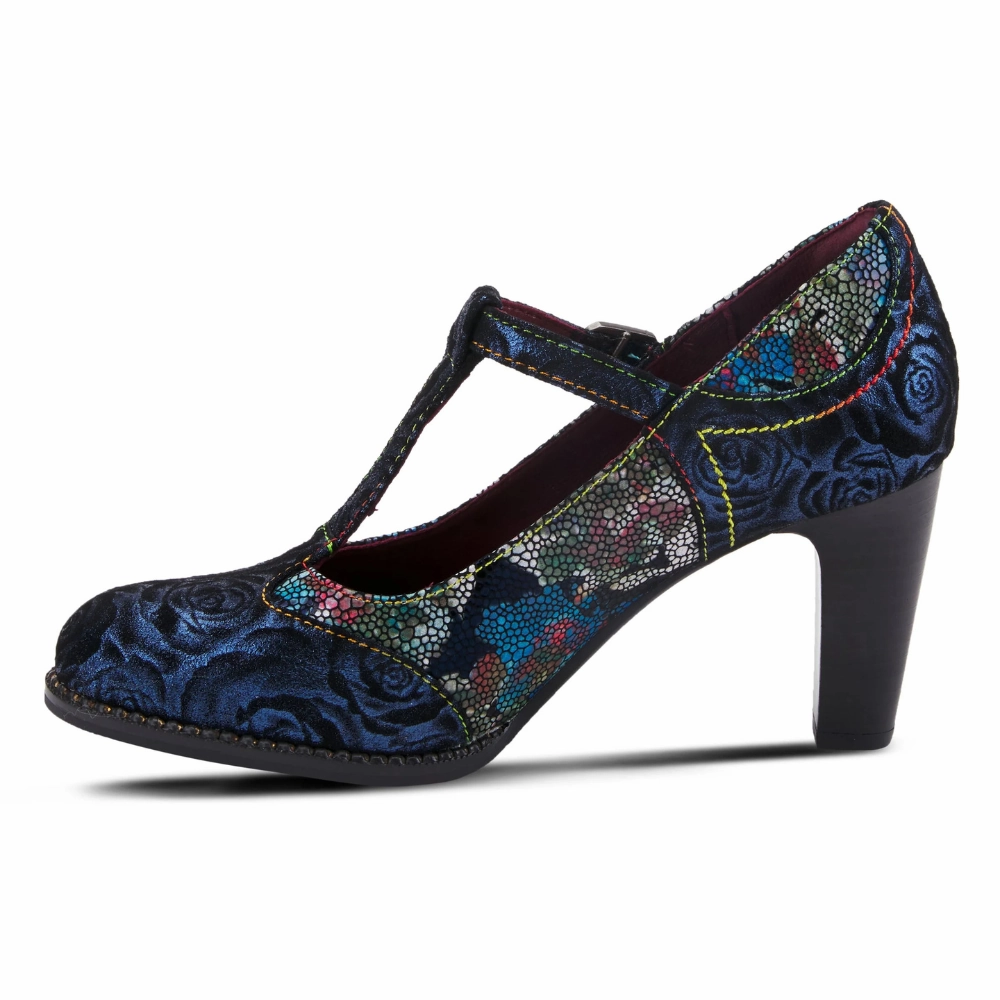 Ecco Dress Shoes On Sale L'Artiste By Spring Step Mazie Navy Multi Heel (Women's)