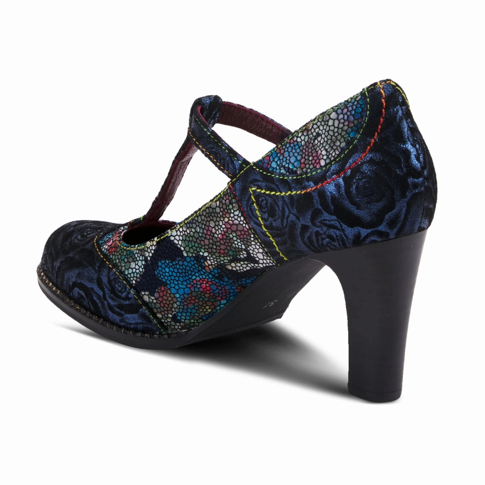 L'Artiste By Spring Step Mazie Navy Multi Heel (Women's) Dress Shoe Orthotics