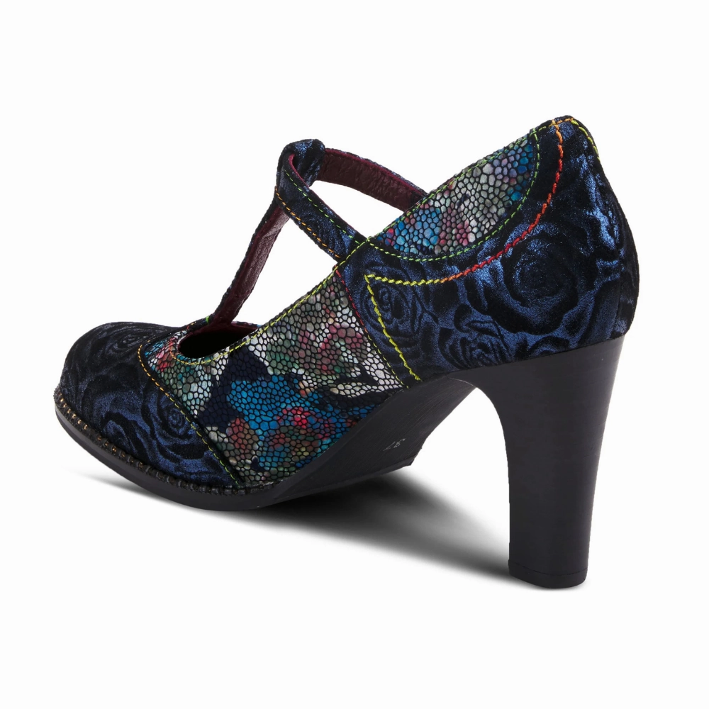 L'Artiste By Spring Step Mazie Navy Multi Heel (Women's) Gators Dress Shoes