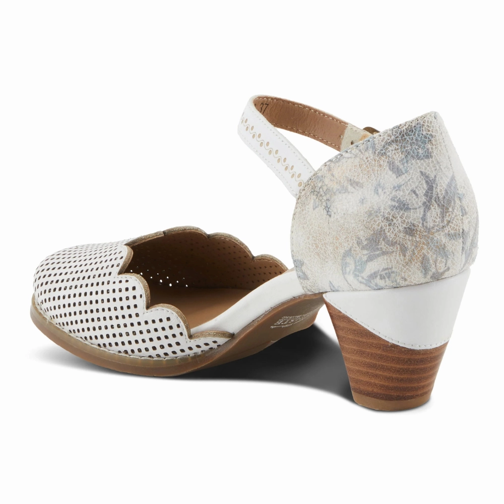 Casual Dress Shoe L'Artiste By Spring Step Parchelle White Multi Leather Heel (Women's)
