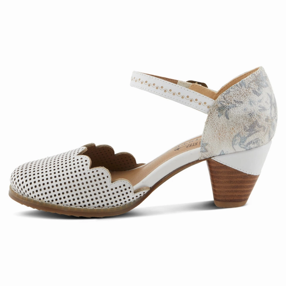 L'Artiste By Spring Step Parchelle White Multi Leather Heel (Women's) Dr Dress Shoes