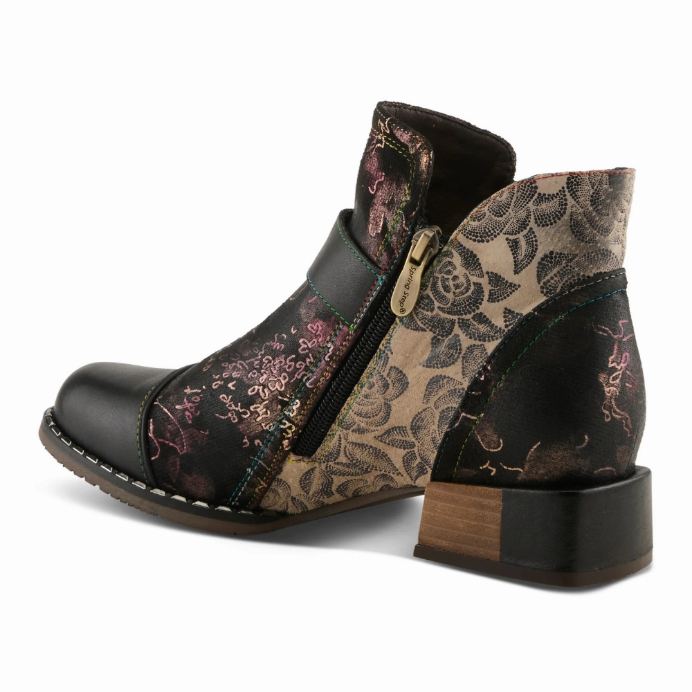L'artiste By Spring Step Sipperb Black Multi Leather Boot (Women's) Larry Mahan Boots
