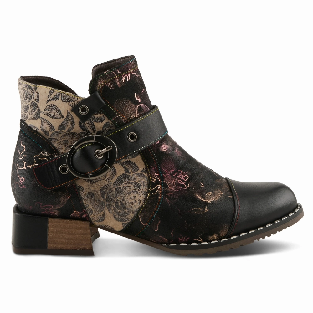 L'artiste By Spring Step Sipperb Black Multi Leather Boot (Women's) Calf Hair Boots