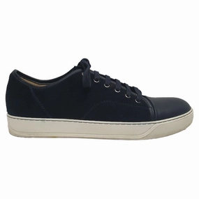 Lanvin Lace-Up Sneakers in Navy Blue Suede Vans Velcro Sneakers
