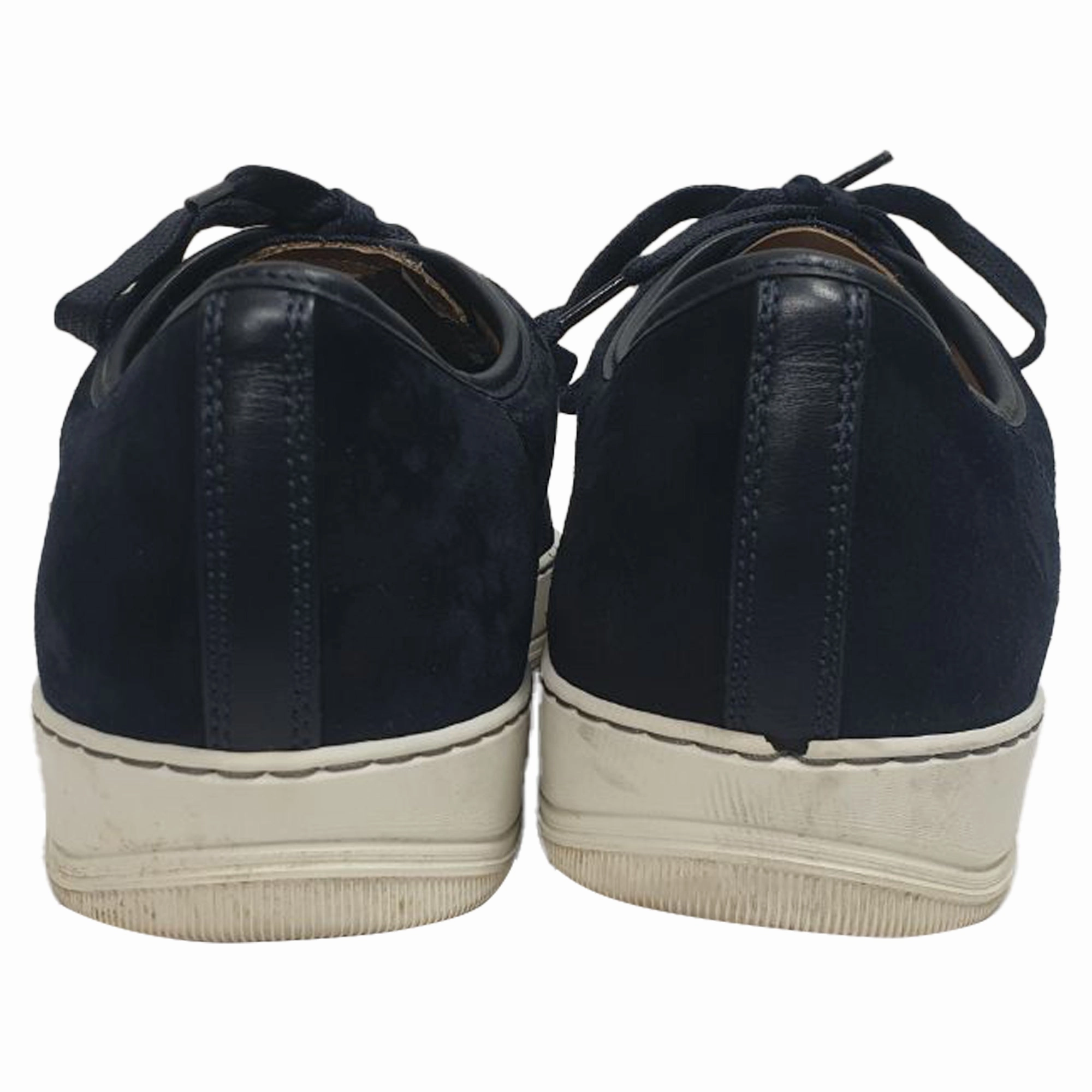 Lanvin Lace-Up Sneakers in Navy Blue Suede High Heel Wedge Sneakers