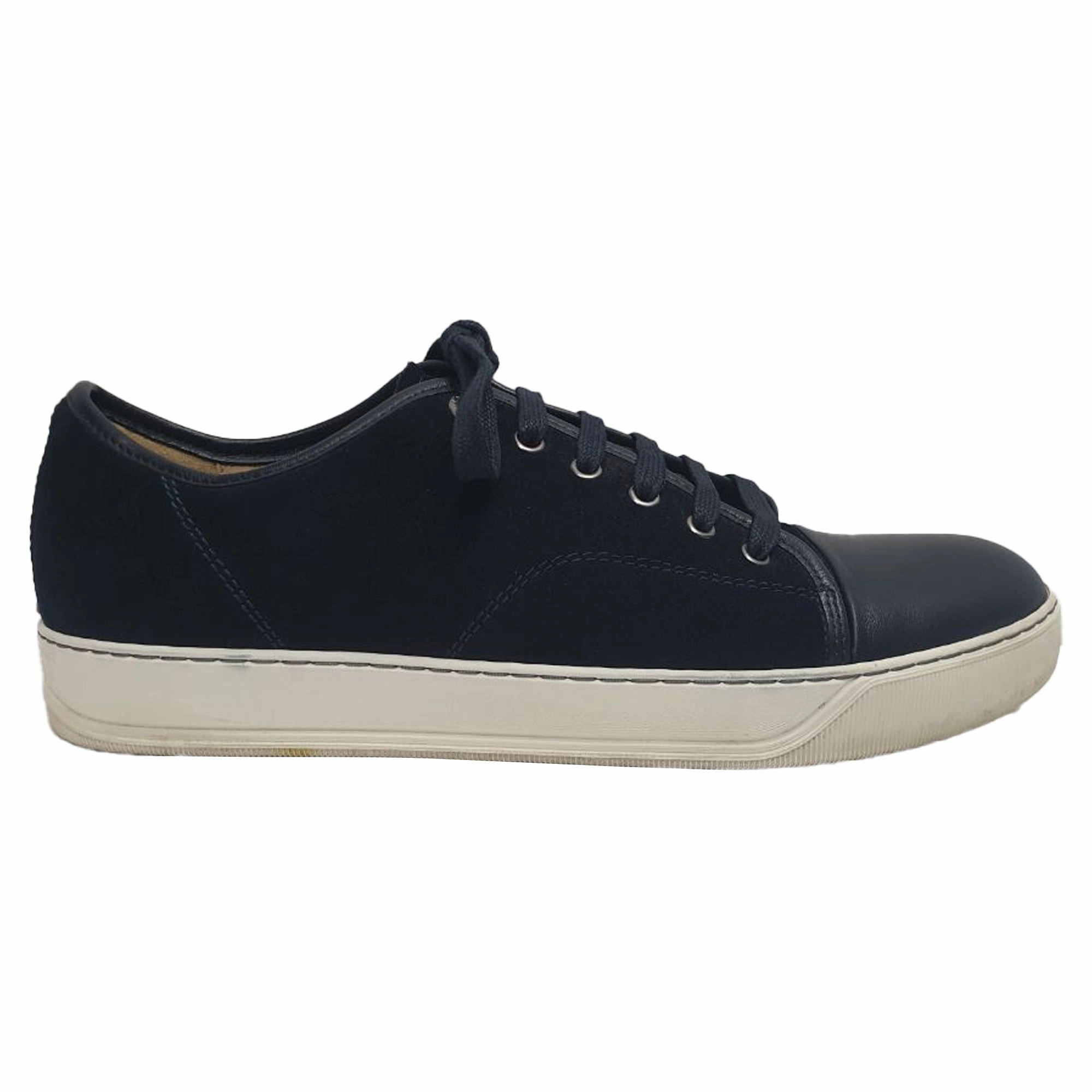 Lanvin Lace-Up Sneakers in Navy Blue Suede Most Cushioned Sneakers